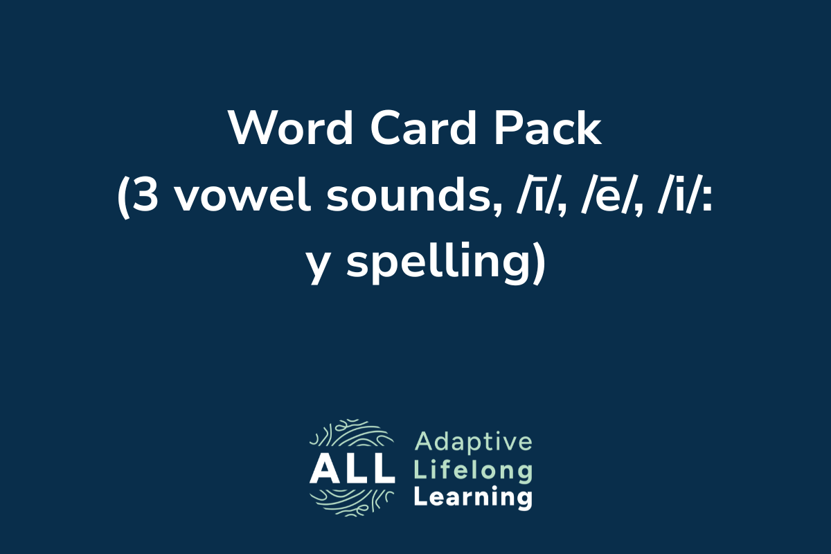 Word Card Pack (3 vowel sounds, /ī/, /ē/, /i/:  y spelling)